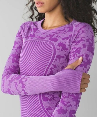 Lululemon Mujer Swiftly Tech Manga Larga Camuflaje Jaspeado Tierno Violeta Talla 12 Foto 1 de 4