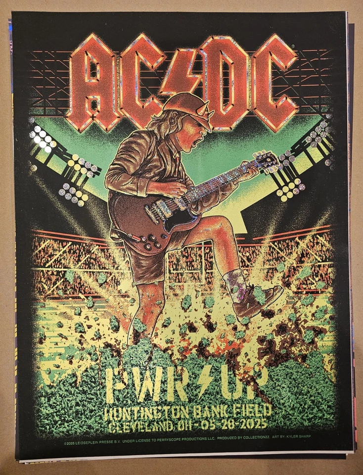 Póster de concierto SPARKLE FOIL AC/DC Cleveland OH 28/05/25 Kyler Sharp Foto 1 de 1