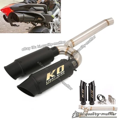 For Yamaha FZ6N FZ6S 2004-2011 Middle Exhaust Link Pipe + 51mm Muffler DB Killer - Image 1 of 4
