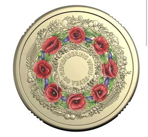 2025 Australian Remembrance 80th Anniversary of WWII - $2 Coloured Coin - Bild 1 von 2