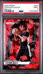 2024 PANINI PRIZM 234 STEPHON CASTLE RED ICE PSA 9 ROOKIE CARD (RC) SP SSP ROTY - Picture 1 of 3