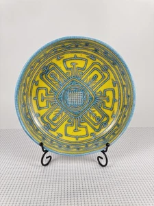 MCM Italian Mancioli Ceramic Plate Bowl Turquoise Yellow By Allessio Tasca 9.5” - Picture 1 of 9