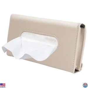 2 Stück Auto Visier Taschentuchhalter, Leder Serviettenhülle, Papierspender Beige - Bild 1 von 6