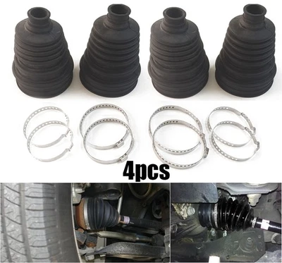 4 Pcs Drive Shaft CV Joint Boot Kit Constant Velocity Dust Cover Universal Black - Image 1 of 4