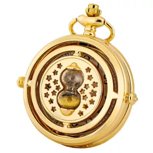 Goldene Sandglasabdeckung Unisex Quarz Taschenuhr Halskette Anhänger Kette Geschenk - Bild 1 von 8