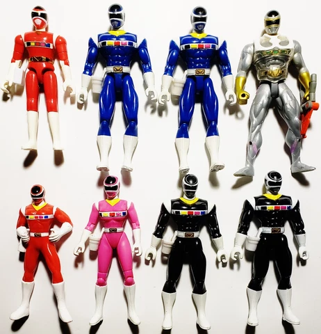 Vintage 1997 Bandai Power Rangers In Space Action Figure Lot 8 Set Pink Silver Cover