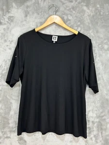 Blusa negra manga abierta Anne Klein para mujer talla grande - Imagen 1 de 4