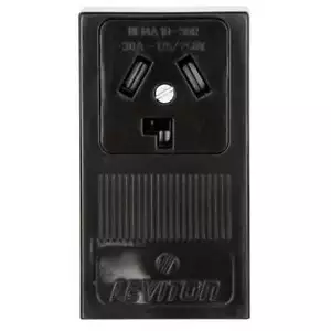 Leviton 30 Amp Surface Mount Power Single Outlet, Black-R20-05054-P00 - Picture 1 of 5