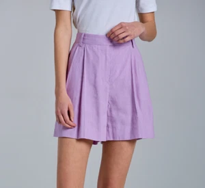 GANT Bermuda Shorts Womens Pink 12 Straight Leg Pleated Linen Blend 42 - Picture 1 of 4