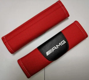 2 Stücke Rot Auto Sicherheitsgurt Schulter Kissenbezug Pad Fit Für AMG Auto - Bild 1 von 5