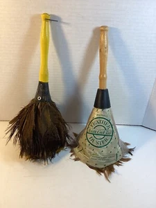 Genuine Dusterette & Texas Feather Asian Cocktail Duster Cleaner Wood Handles - Picture 1 of 5