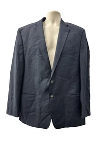 Ralph Lauren Navy Check Wool Blazer Sports Coat Suit Jacket Men's Size 48L - Picture 1 of 10