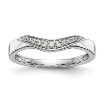 14k White Gold 1/15Ct Diamond Contoured Wedding Band Ring for Women Size 7 - Image 1 of 4