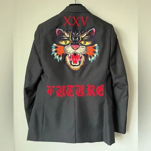 AUTENTICO NUOVO GUCCI Blazer Gatto Ricamato Tg 46 Uomo
