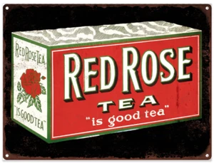 Letrero de metal de té rosa roja anuncio repro café 9x12" 60224 - Imagen 1 de 1