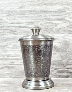 Pier 1 Silver 6.5" Cup with Lead Flower Pattern Collectible Home Decoration Gift - Picture 1 of 14