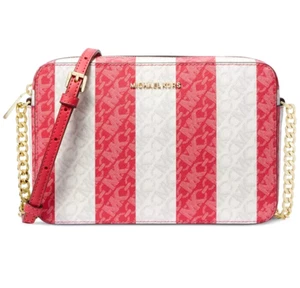 Michael Kors Jet Set Logo Large East West Crossbody Pink/White NEW🎀NWT🎁NIP - Picture 1 of 14