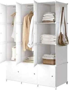 Tragbarer Kleiderschrank Platzsparender Modularer Kunststoffschrank 12 Würfel - Picture 1 of 8