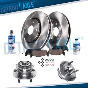 Front Rotor Brake Pad Wheel Bearing Hub Kit for 1994 - 1999 Dodge Ram 1500 4WD - Picture 1 of 7