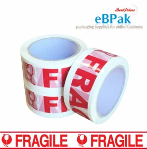 Strong 48mm x 40m Packaging Tape Fragile Red on White - Picture 1 of 3