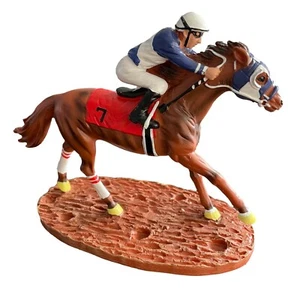 Race Horse Figurine Statue Decor Thoroughbred with Jockey Horse Racing - Picture 1 of 6