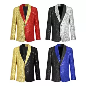 Kids Boys Blazer Shiny Outerwear ClubCelebration Jacket Long Sleeve Costumes - Picture 1 of 54
