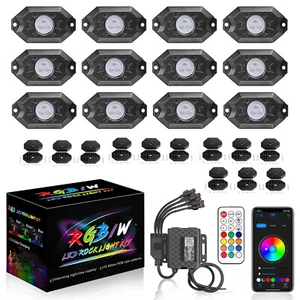 For Can-Am Maverick X3 12 Pods RGB LED Rock Lights White APP Bluetooth & Remote - Picture 1 of 18