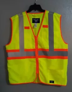 MEN'S WALLS WORK WEAR SAFETY VEST.MEDIUM HI VIS YELLOW.SIZE LARGE.REGULAR - Picture 1 of 8