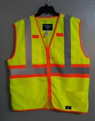 MEN'S  WALLS WORK WEAR SAFETY VEST.MEDIUM HI VIS YELLOW.SIZE LARGE.REGULAR - Image 1 of 4