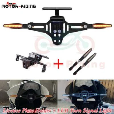License Tail Tidy Plate Bracket Holder LED Turn Signal For Honda Kawasaki Yamaha - Image 1 of 4