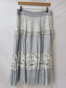 Together Silver & White Beaded Boho Hippy Style Skirt - Size 16 - Crinkle Fabric - Picture 1 of 11