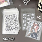 50PCS Transparent Self-adhesive Packing Storage Bag Cute Cartoon Dog Seal Bag