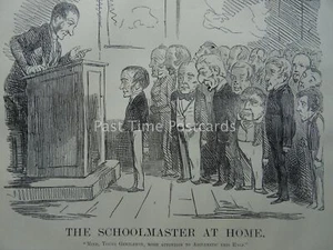 POLITICS - SCHOOLMASTER ATTENTION TO ARITHMETIC Original 1849 Victorian Cartoon - Picture 1 of 2