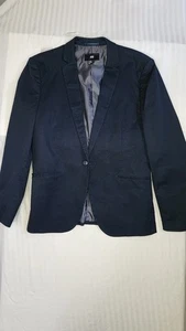H&M Navy Blue One Button Blazer Size 42R Cotton Blend Mens Blazer - Picture 1 of 9