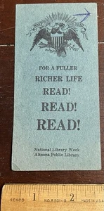 Paper Bookmark, Wake UP and Read, Eagle, National Library Week, Altoona PA - Picture 1 of 2