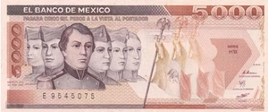 BANCO DE MÉXICO 5000 PESOS 1987 UNC - Imagen 1 de 2