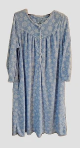 Lanz of Salzburg Nightgown Womens Large Blue Snowflake Flannel Winter Granny EUC - Picture 1 of 9