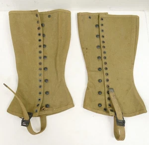 US WW2 Army M1938 1942 Dated Leggings Gaiters Khaki Tall 3R Rumley Corp Named - Picture 1 of 7