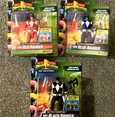 Power Rangers Blue, Red, Black Ranger Figures Reignition MMPR 2025