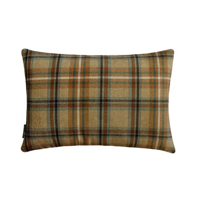 Beige Winter Plaid Lumbar Pillow Cover Velvet Holiday Pillows - Plaidflow Beige - Image 1 of 4