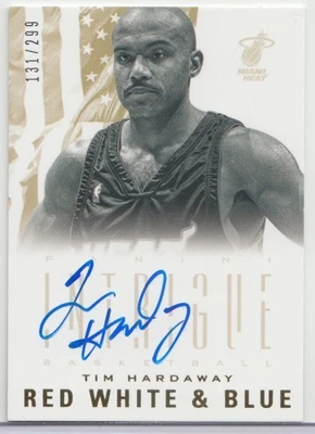 2012-13 PANINI INTRIGUE TIM HARDAWAY RED WHITE & BLUE AUTO AUTOGRAPH 131/299  - Image 1 of 2