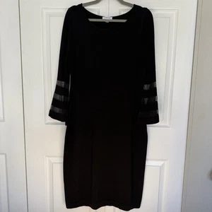 Calvin Klein Black Sheath Dress Bell Sleeves with Mesh Inserts Women’s Size XL - Picture 1 of 7