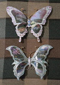 Set 2 farfalle Thomas Kinkade vintage 2005 decorazione parete scambio Bradford  - Foto 1 di 21