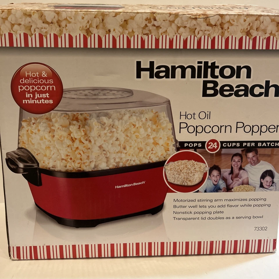 Hamilton Beach Hot Oil Popcorn Popper 24 Cups New In Box 73302 - Image 1 of 4