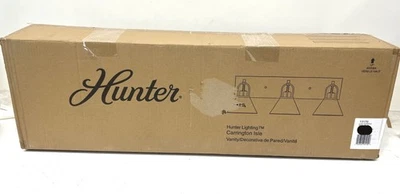 Hunter Carrington Isle 27,25 pulgadas Tocador dorado de lujo de 3 luces con estuche de luz de vidrio blanco Foto 1 de 2