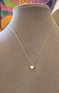Vintage BAB 14 Kt Gelbgold Puffy Muster Matt Herz Halskette 18" - Bild 1 von 8
