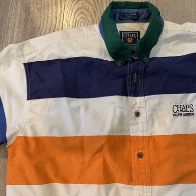 Vintage Chaps Ralph Lauren Button Up Multicolor Oversized Retro Shirt 90s Large - Image 1 of 4