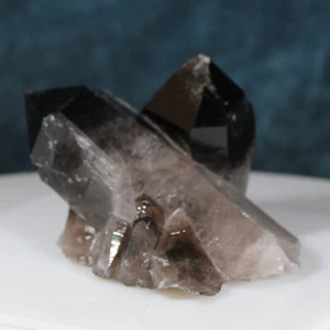 Solid Black Smoky Quartz Crystal Cluster Arkansas Irradiated Mineral 4+ Points - Picture 1 of 6