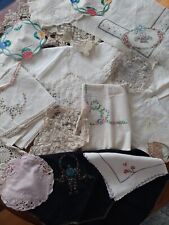 Lot of 20 Vtg Linens Small Tablecloths Doilies Lace Crochet Embroidery Craft 