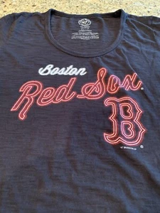 Boston Red Sox 47 Brand Womens XL Black T-Shirt MLB Baseball Cotton - Picture 1 of 5